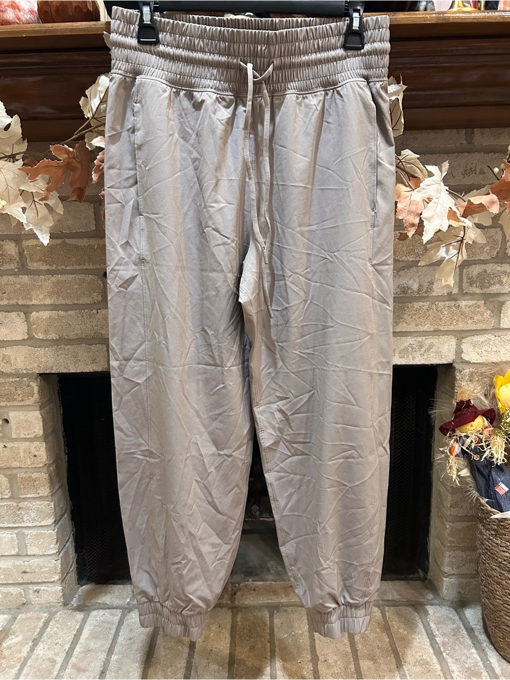 Women's Elastic Waist Track Joggers in Light Taupe EUC
